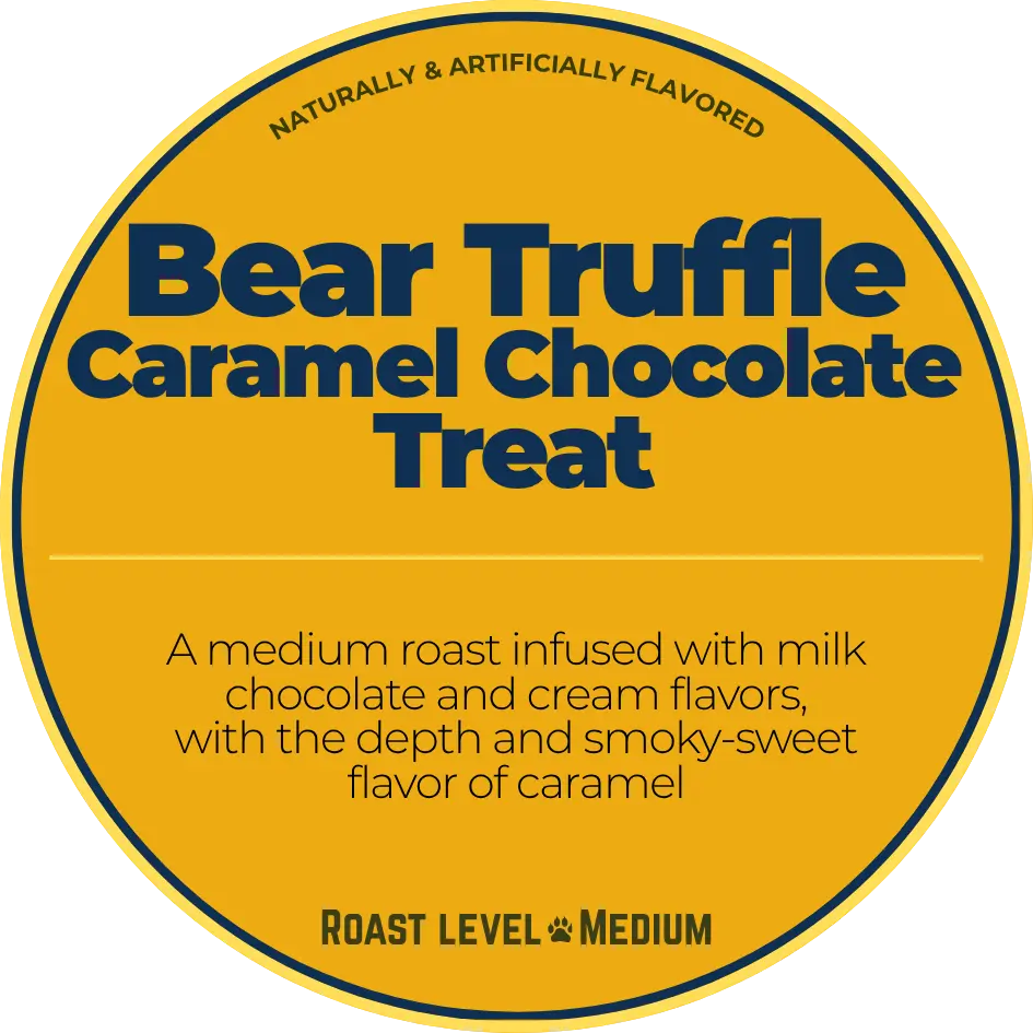 Bear Truffle Caramel Chocolate Treat; Chocolate Caramel Truffle Happy Bear Coffee Company