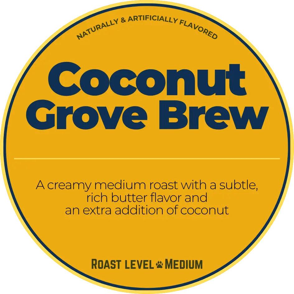 Coconut Grove Brew; Macadamia Coconut Happy Bear Coffee Company