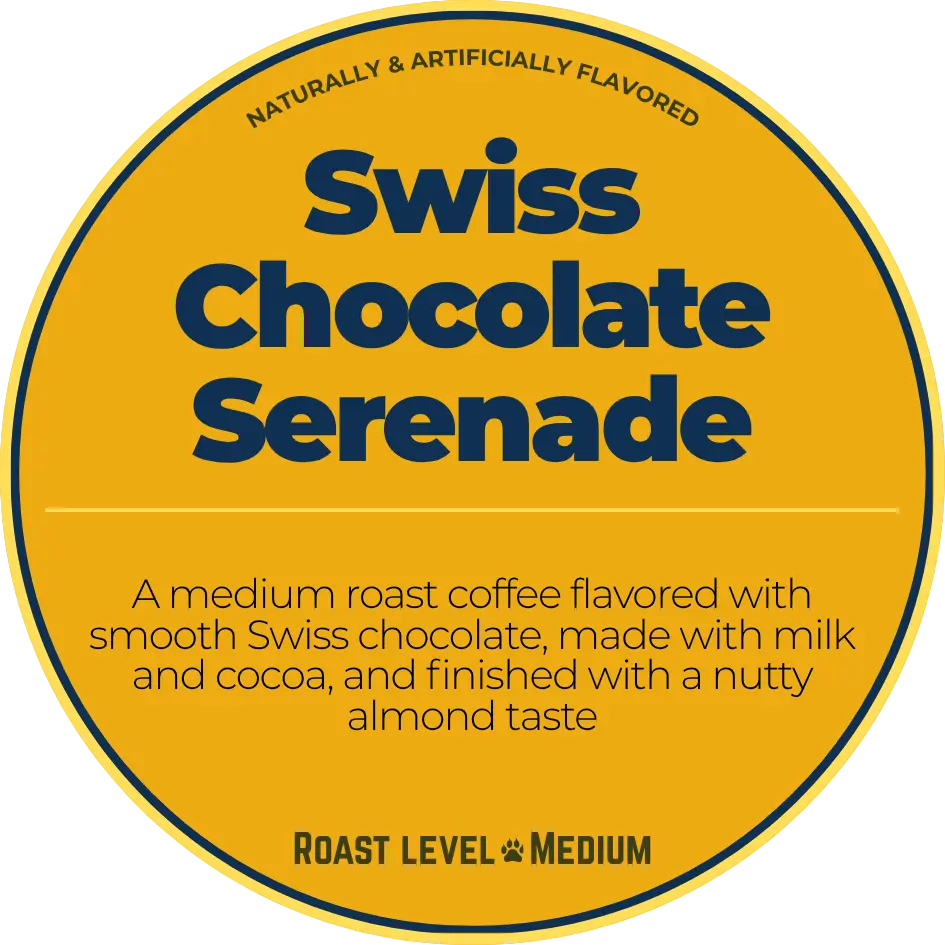 Swiss Chocolate Serenade; Chocolate Swiss Almond Happy Bear Coffee Company