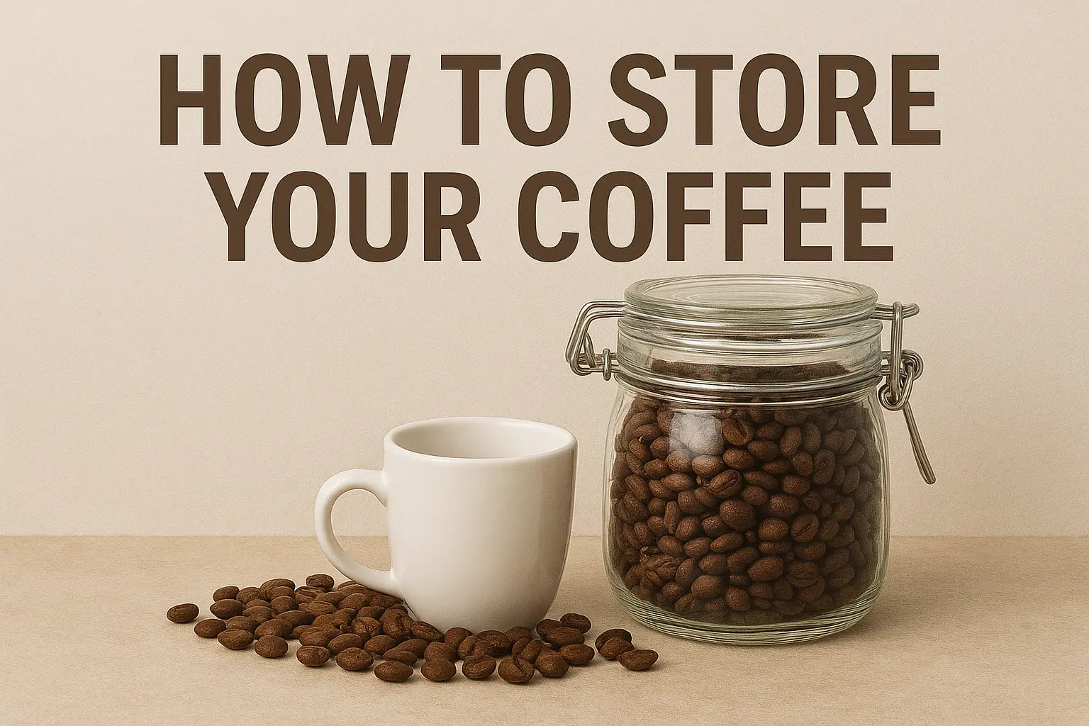 How to store coffee image with a cup and an air tight glass container