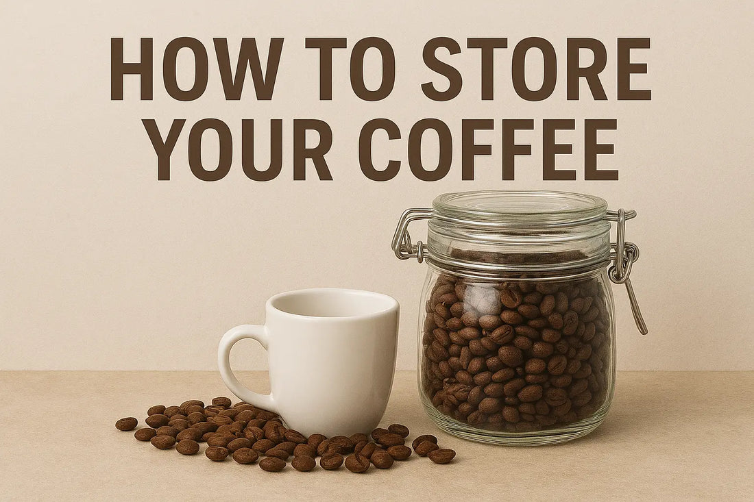 How to store coffee image with a cup and an air tight glass container