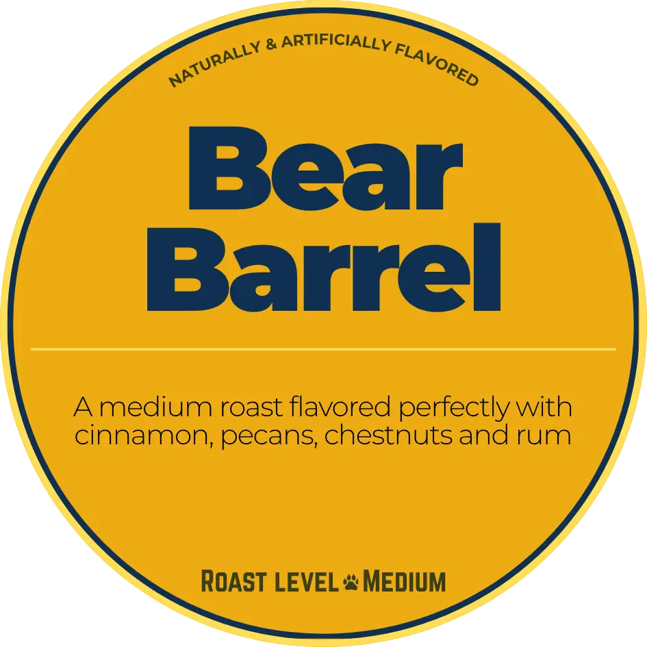 Bear Barrel; Jazzy Java Cinnamon Pecan Happy Bear Coffee Company