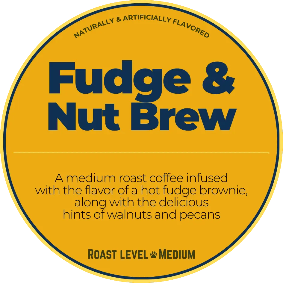 Fudge & Nut Brew; Pecan Fudge Brownie Happy Bear Coffee Company