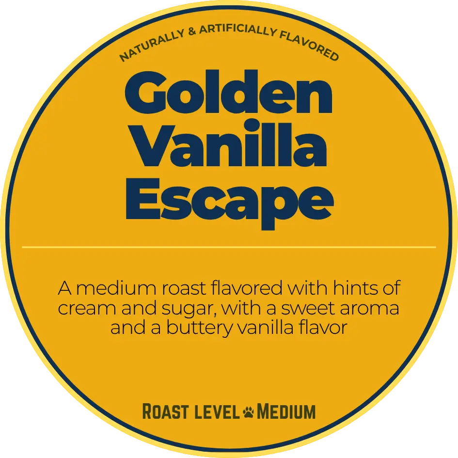 Golden Vanilla Escape; French Vanilla Happy Bear Coffee Company