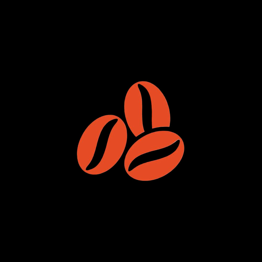 Three orange coffee beans on a black background