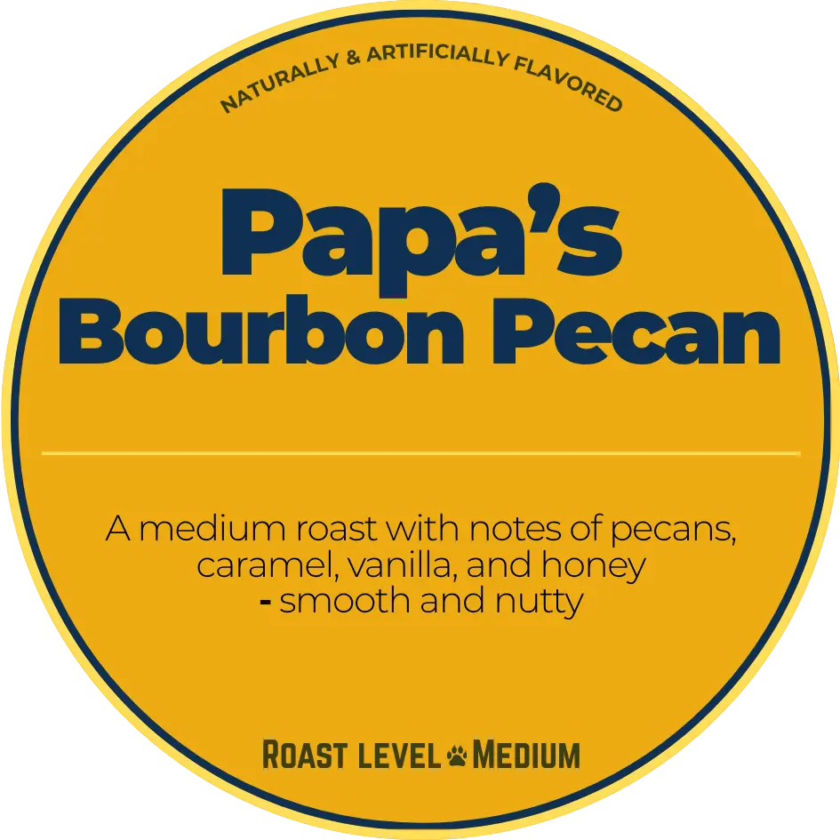 Papa's Bourbon Pecan; Bourbon Pecan Happy Bear Coffee Company