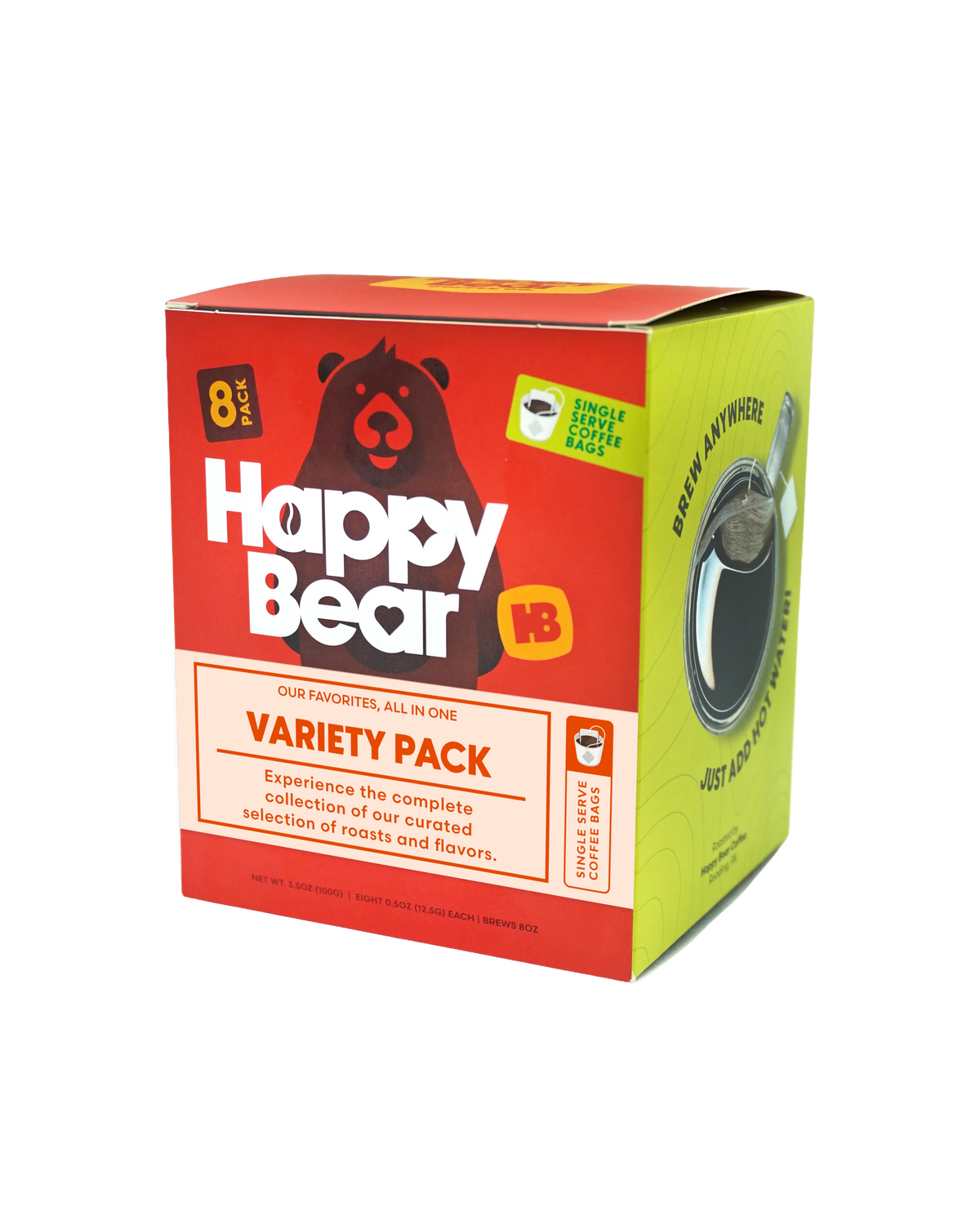 Variety Pack of 8 Single Serve Brew Bag Coffee